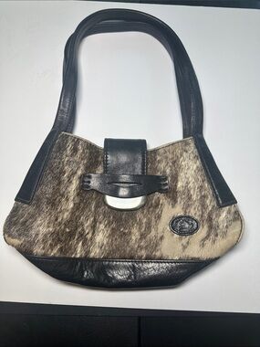 Vintage Sergio Collection Brindle Hair-on-Hide Shoulder Purse Western Leather